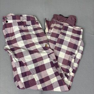 Burton Plaid Snow Pants in Purple and White